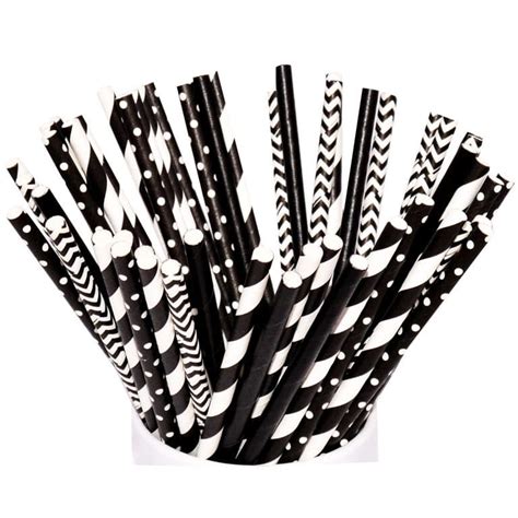 Black Paper Straws, Black Party Decor Straws – Personalized Laser ...