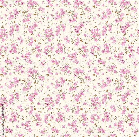 Seamless vintage floral pattern. Beautiful light pink and mauve flowers ...