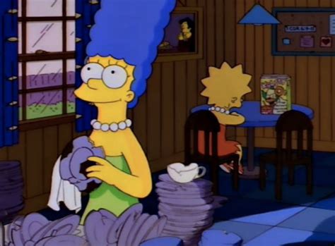 Why is Marge happily cleaning broken dishes that were blown up in the ...