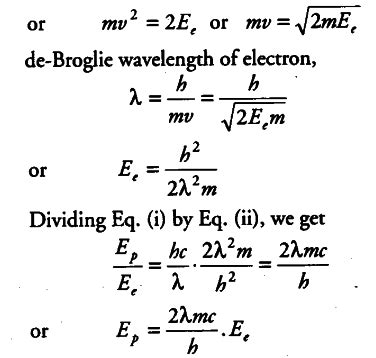 The wavelength λ of a photon and the de Broglie wavelength of an ...