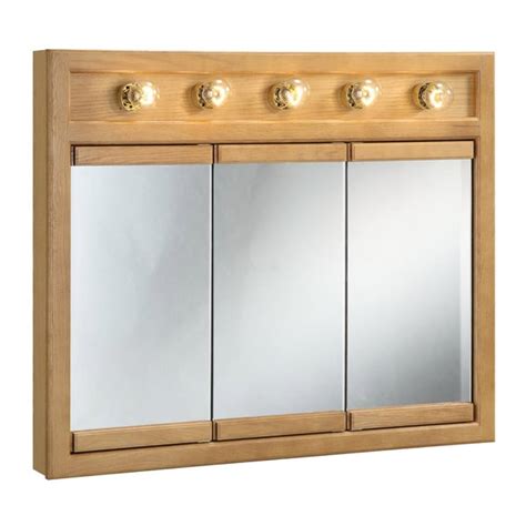 Design House 'Richland' Nutmeg Oak Lighted 3-door Bathroom Wall Cabinet ...