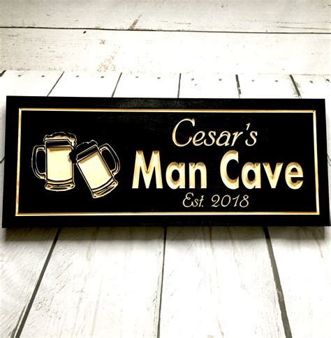 Custom Man Cave Bar Sign with Beer Mugs: benchmarksignsandgifts.com