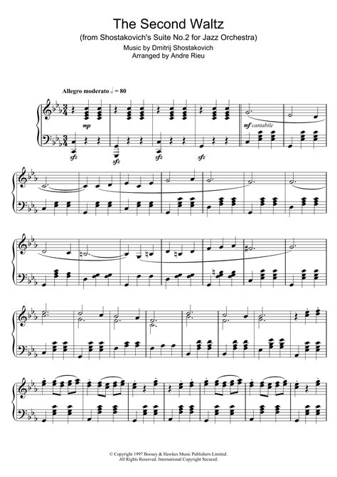 Download and Print The Second Waltz sheet music for Piano Solo by André ...