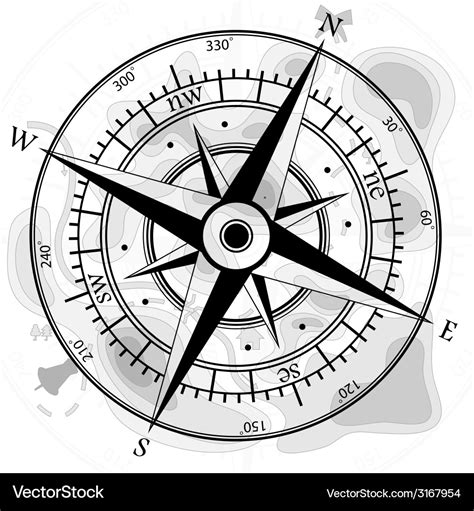 Compass with map Royalty Free Vector Image - VectorStock