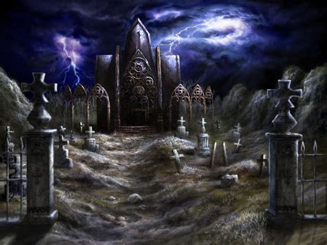 Download Tombstone Lightning Night Storm Graveyard Dark Cemetery Wallpaper