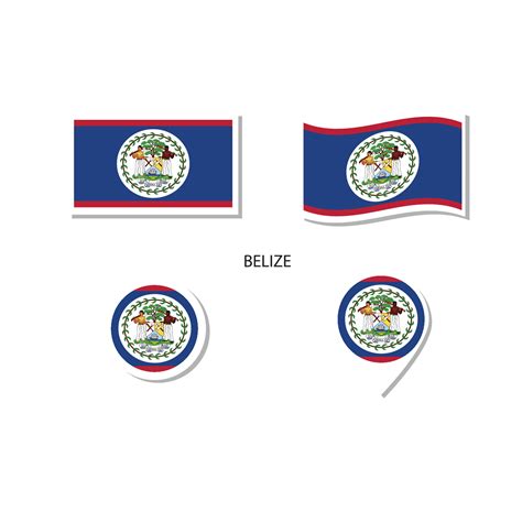 Belize flag logo icon set, rectangle flat icons, circular shape, marker ...