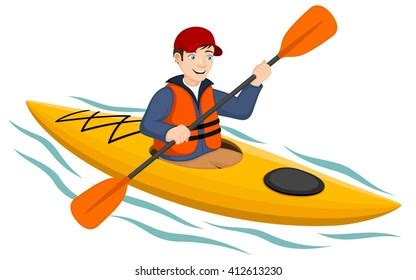 Vector Illustration Cartoon Kayaker: vector de stock (libre de regalías ...