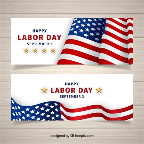 Premium Vector | Labor day banners with realistic style