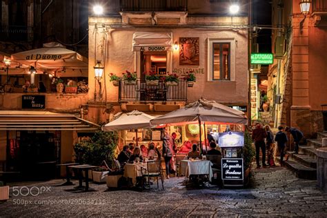 Night Taormina Restaurant in Taormina at night | Travel life, Taormina ...