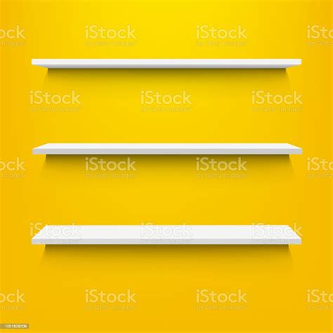 Empty Shelves With Yellow Background Stock Illustration - Download ...