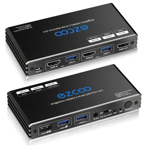 4K HDMI KVM Switch 2 Ports USB 3.0, Share 2 Computers with one Keyboard ...