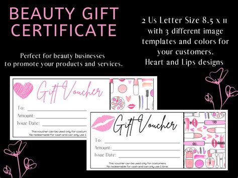 2 Beauty Gift Certificate/ Voucher to Print PDF, Mary Kay Beauty ...