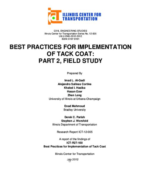 (PDF) Best practices for implementation of tack coat: Part 2, Field ...