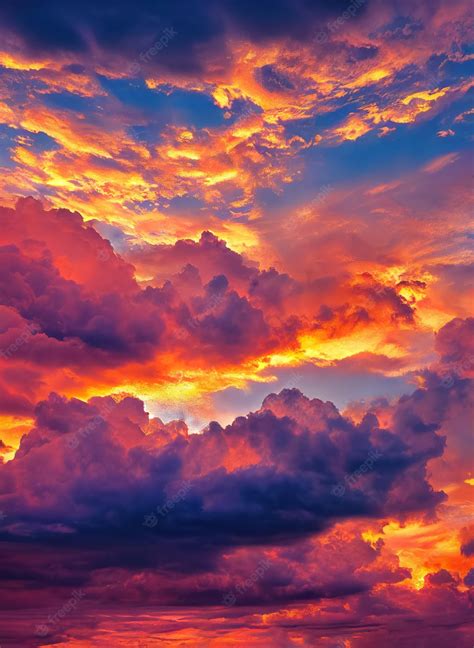 Premium Photo | Beautiful orange sky and clouds at sunset