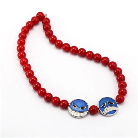 Aliexpress.com : Buy Ace 50cm Red Beads Necklace Choker Anime ONE PIECE ...