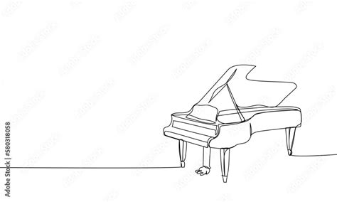 Grand piano one line art. Continuous line drawing of classical ...