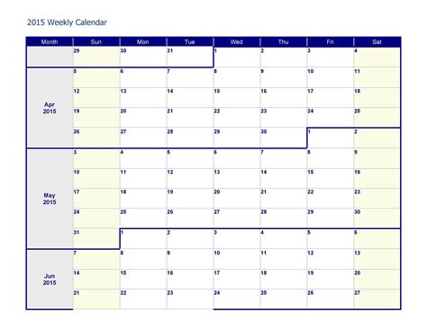 Download Weekly Calendar Templates For Microsoft Word