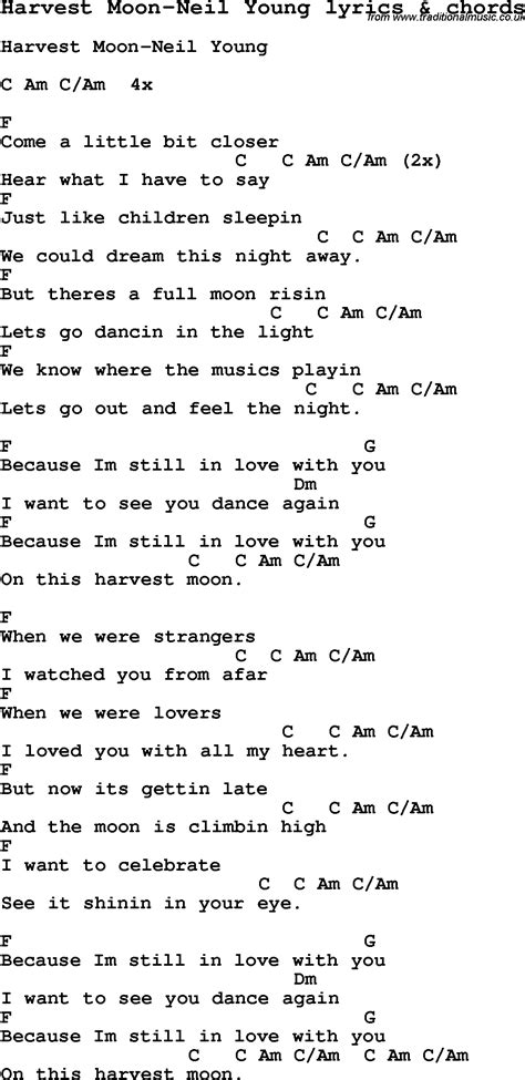 Love Song Lyrics for:Harvest Moon-Neil Young with chords.