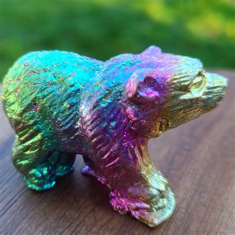 Rainbow Bismuth Bear Sculpture Made by The Bismuth Smith | Etsy