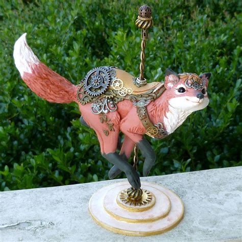 Polymer Clay handmade Steampunk Carousel Fox sculpture by ...