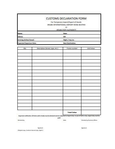 FREE 13+ Customs Declaration Form Samples in PDF | MS Word