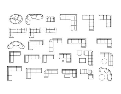 Cad Blocks L Shaped Sofa