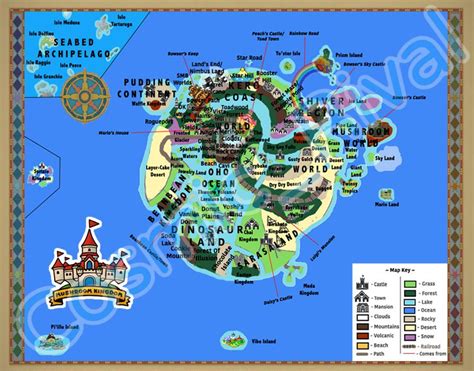 Map of Mushroom Continent using surrounding topography of Super Mario ...