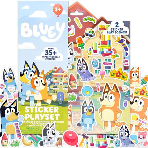 Buy Horizon Group USA Bluey Sticker Playset, 35+ Reusable Stickers, 2 ...