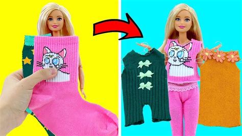 DIY BARBIE HACKS AND CRAFTS: Making Easy Clothes for Barbies Doll From ...