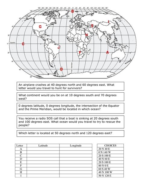 longitude and latitude worksheet | Latitude Longitude Worksheet | Map ...