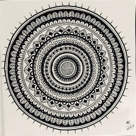 Mandala design . Free hand black and white Mandala. Zentangle doodle ...