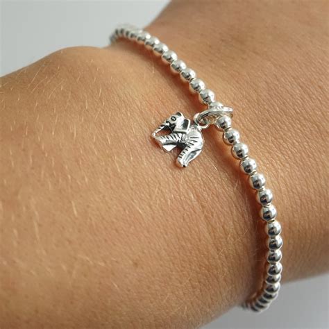 Sterling Silver Stretch Bracelet with Elephant Charm | Little Grey Moon