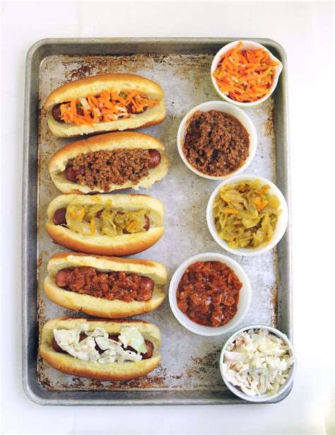 Hot Dog Toppings 5 Ways - Two Lucky Spoons