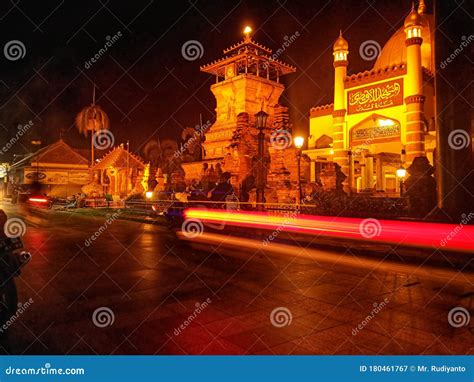 Conditions in Front of the Sunan Kudus Mosque at Night Stock Image ...