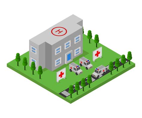 Isometric hospital on white background Vector #102649