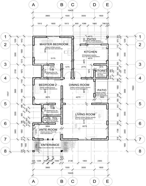 Floor plan of two-bedroom bungalow. | Download Scientific Diagram