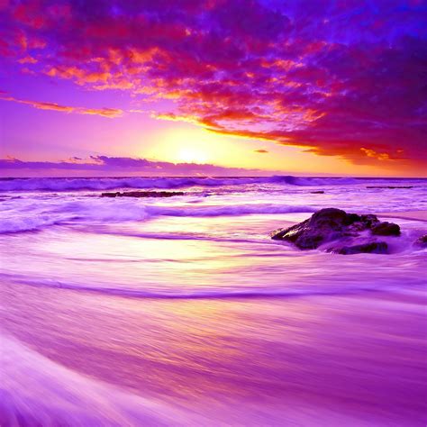 purple beach sunset 4k iPad Pro Wallpapers Free Download