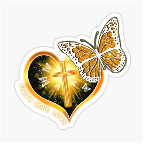 "Faith Hope Love Heart Butterfly Christian Cross" Sticker for Sale by ...