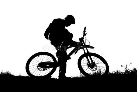 Mountain biker silhouette stock vector. Illustration of cycling - 5177150