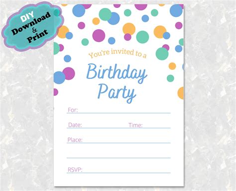 Fill in Birthday Party Invitation, Blank Birthday Party Invitation ...