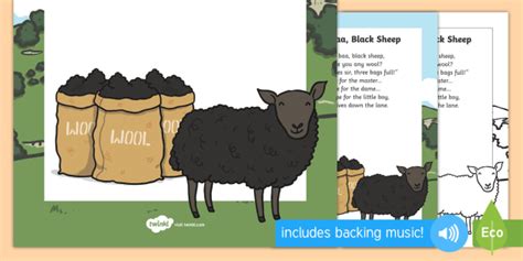 Baa Baa Black Sheep Nursery Song Lyrics Poster