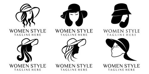 Beauty Woman style combination hat and women icon set Logo design ...