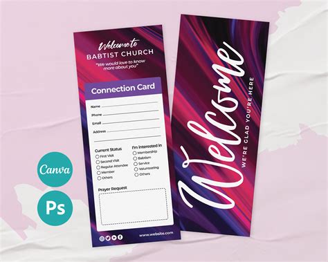 Church Connection Card Template Editable in Canva & Photoshop - Etsy