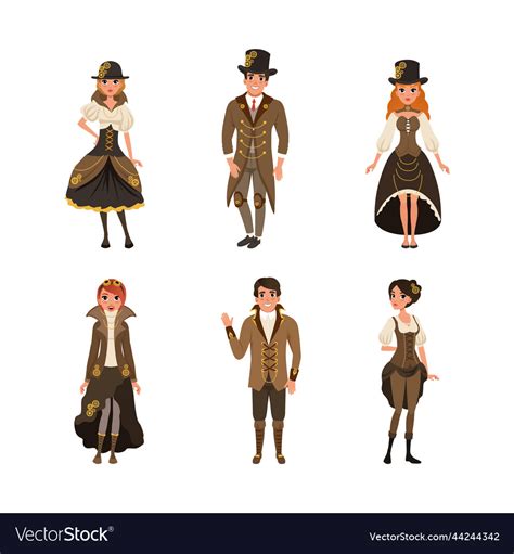 Steampunk people character wearing retro stylish Vector Image