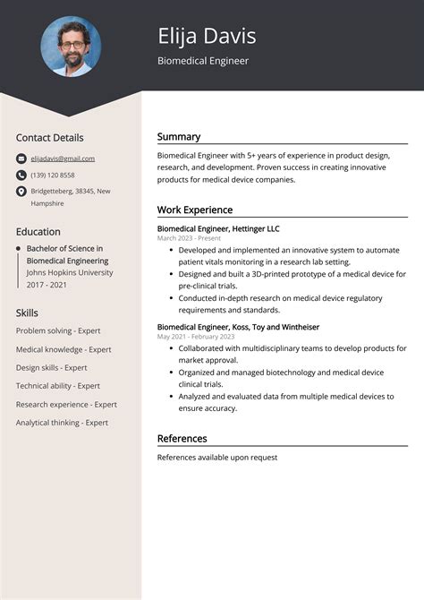 Biomedical Engineer CV Example for 2023 (Skills & Templates)