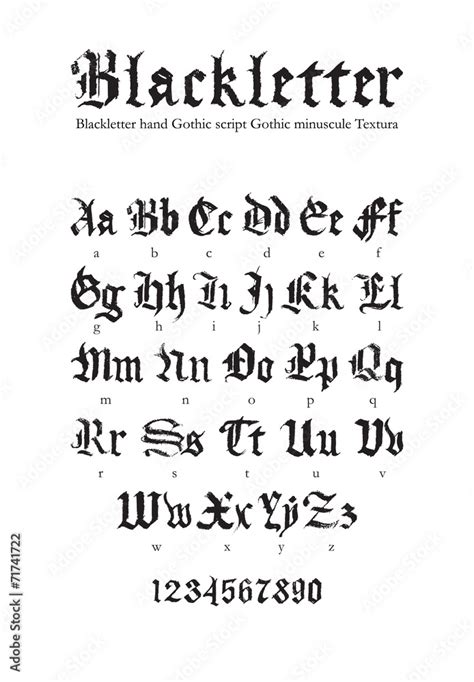 Blackletter gothic script hand-drawn font Stock Vector | Adobe Stock