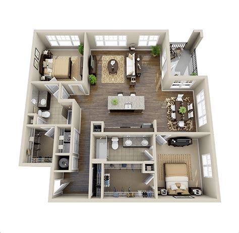 2 Bedroom Apartment Plans Open Floor Plan - floorplans.click