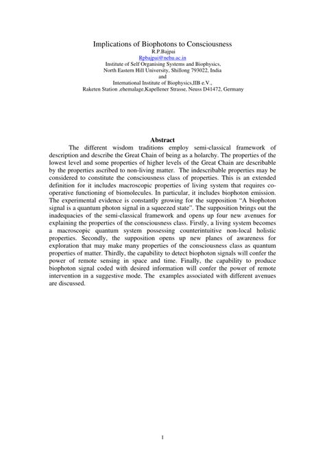 (PDF) Implications of Biophotons to Consciousness