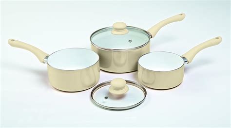 5 Piece Ceramic Cream Saucepan Set: Amazon.co.uk: Kitchen & Home