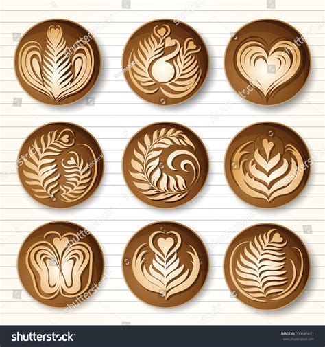 Set Latte Art Coffee Design Top Stock Vector (Royalty Free) 739545631 ...